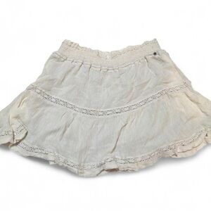 Cream Lace Tiered Detail Mini Skirt